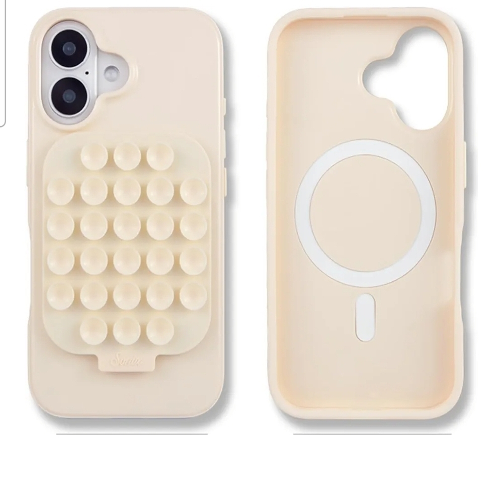 SONIX Cream MagSafe Compatible Suction Phone 16 Case In Linen. NIB